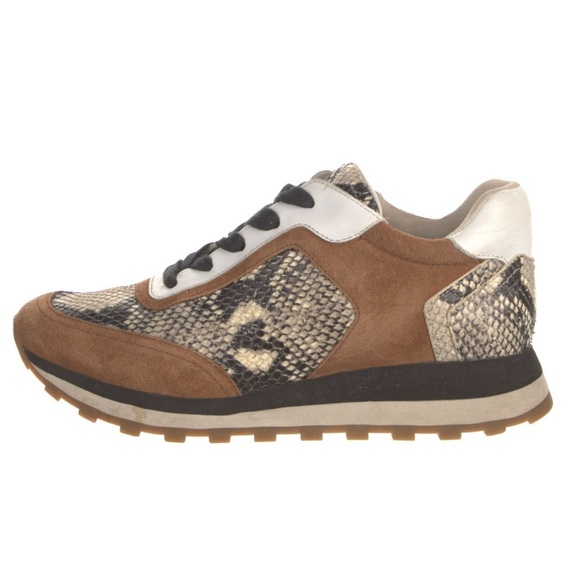 Veronica Beard Suede Animal Print Sneakers women’s size 6 brown leather trim - Picture 2 of 5